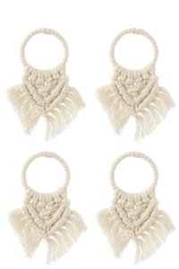 J-Line Set Van 4 Servetring Macramé Polyester Beige