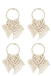 J-Line Set Van 4 Servetring Macramé Polyester Beige