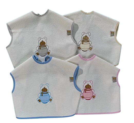 Bavoir imperméable avec broderie teddy rose