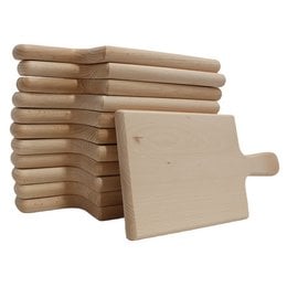 Rectangular wooden serving board, light brown in color, made of natural wood material, with a simple, minimalist design suitable for serving food or as a decorative piece.