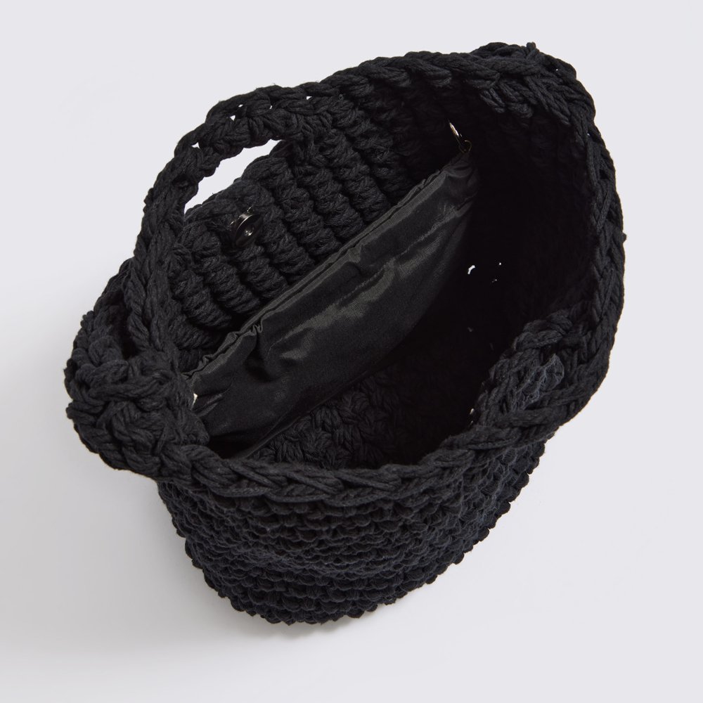 Sac seau au crochet « Apollo coton » avec pochette imperméable noir