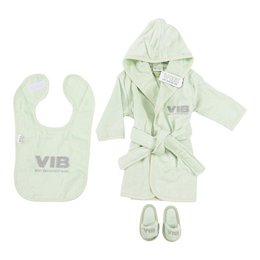 Set de regalo Mint: Albornoz 62-68/Babero/Zapatillas