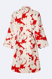 Kimono Sakura - 100% cotone con motivo contemporaneo in rosso sakura e bianco sporco, può essere utilizzato come accappatoio o per la casa ma anche come giacca