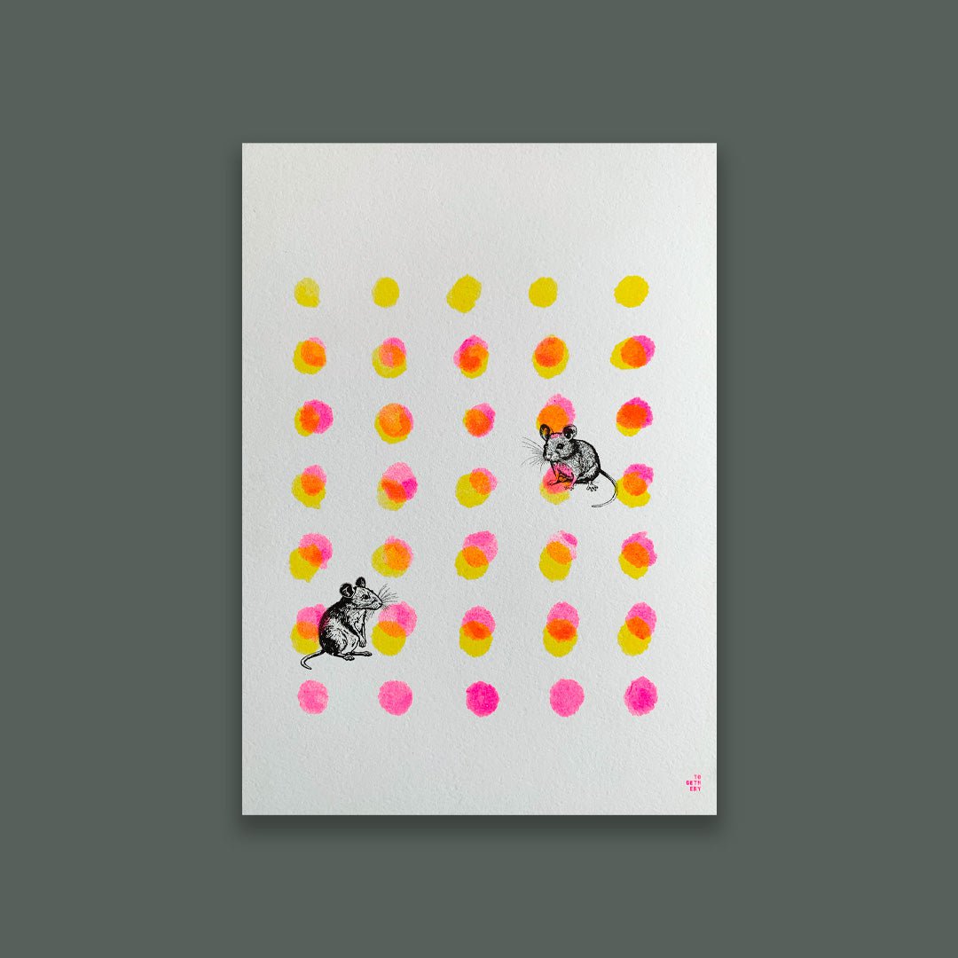 Riso Art Print / Mäuse / A5 / Pflanzenfarbe