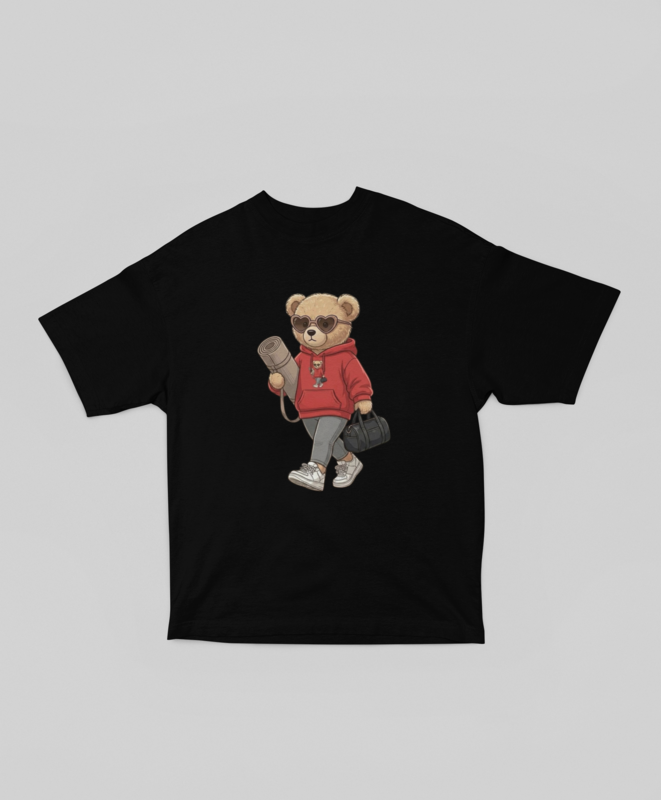 Oversized T-Shirt Yoga Girl Bear