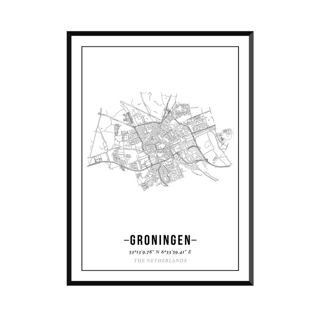 Groningen - Affiche de la carte de la ville