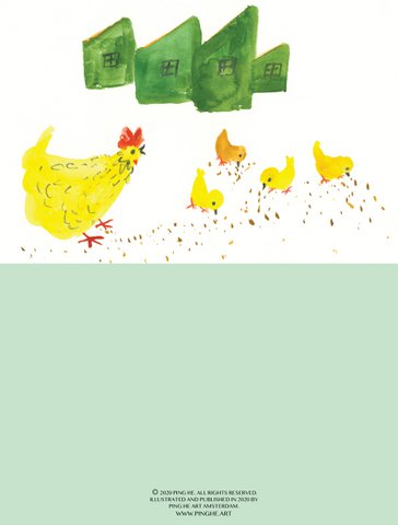 Chicken Family - Wenskaart A6 / 6 stuks