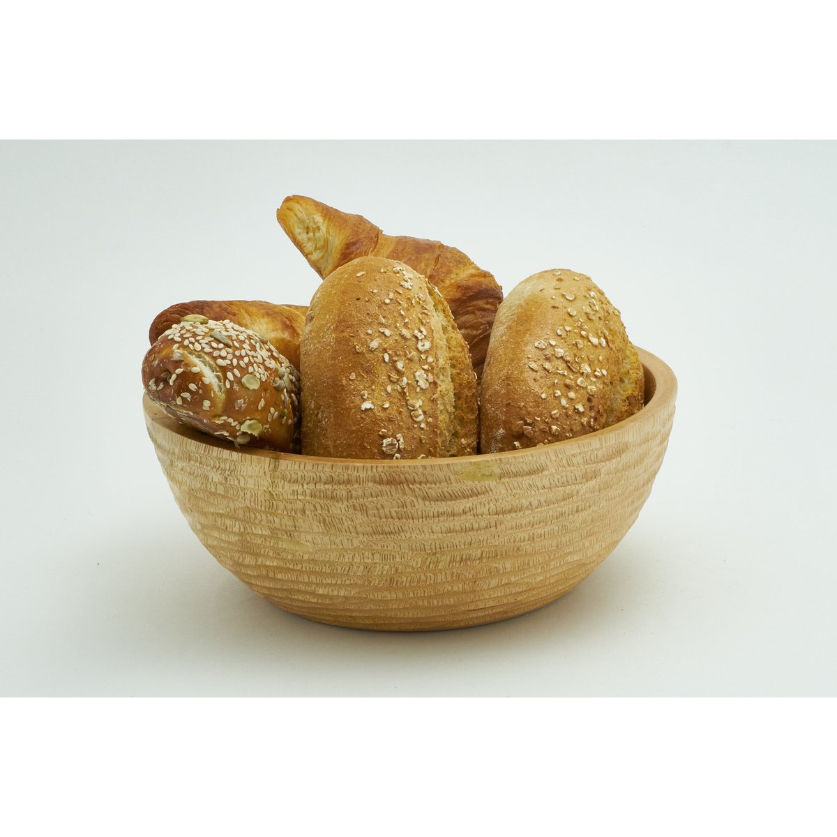 Wooden bowl - fruit bowl - salad bowl - model Carved Low - natural - different sizes
