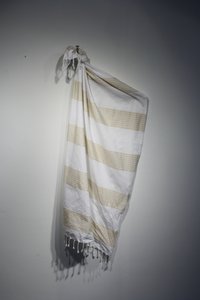 Verkauf Hamam Stoff mittelgestreift Taupe/Weiß
