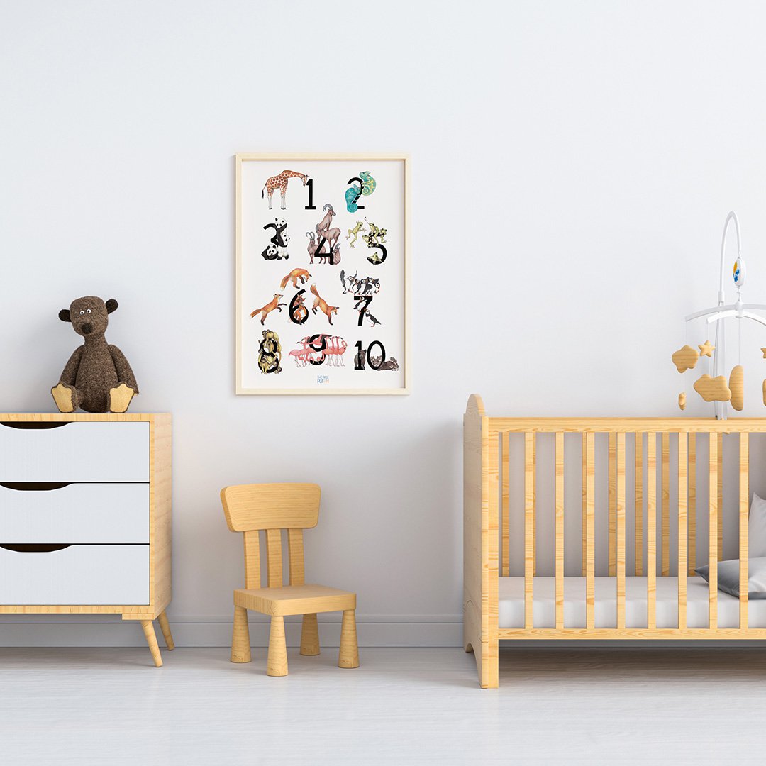 123 póster Animales - A1