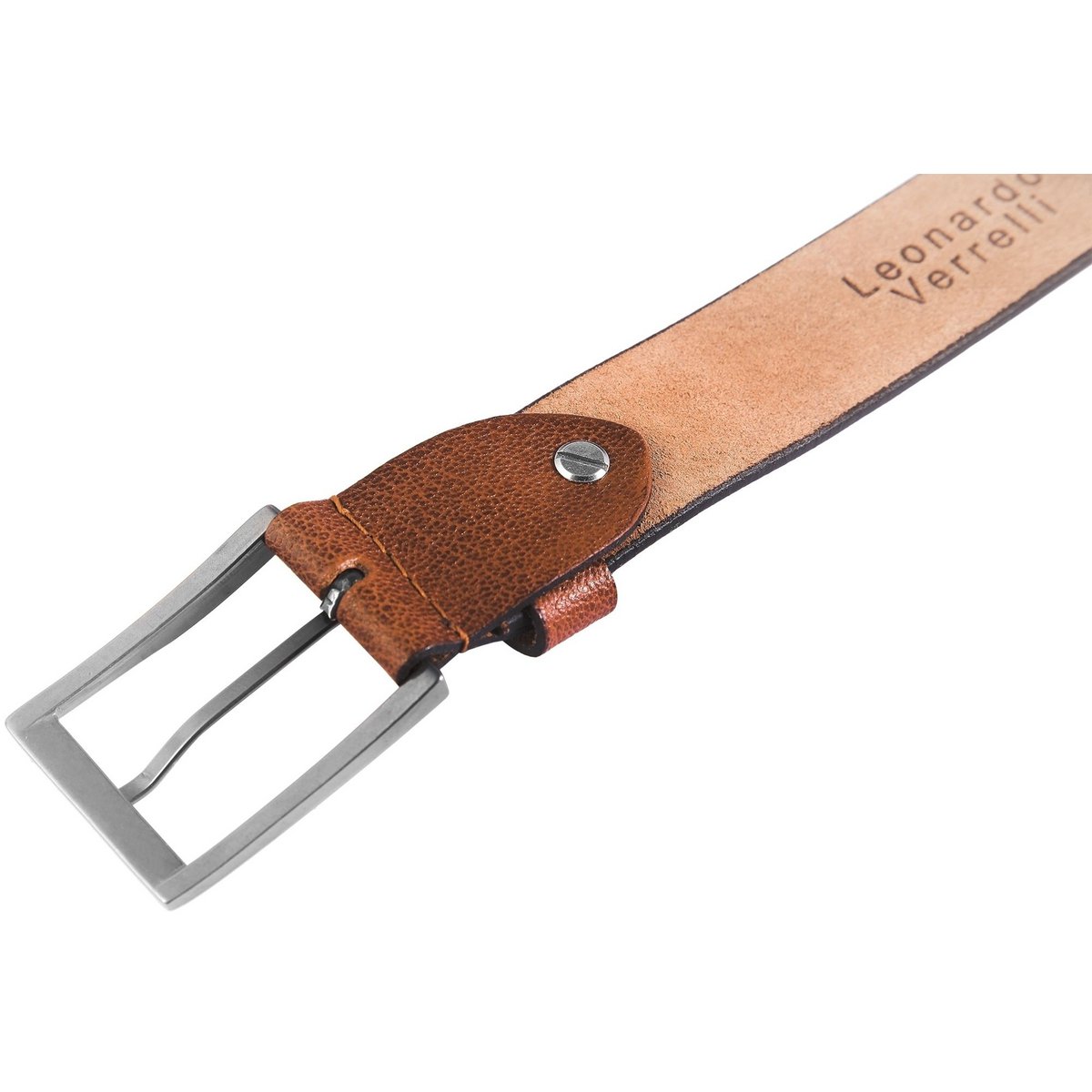 Leonardo Verrelli genuine leather belt, brown/tan, can be shortened, 120 cm