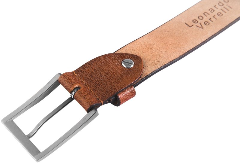 Leonardo Verrelli genuine leather belt, brown/tan, can be shortened, 120 cm