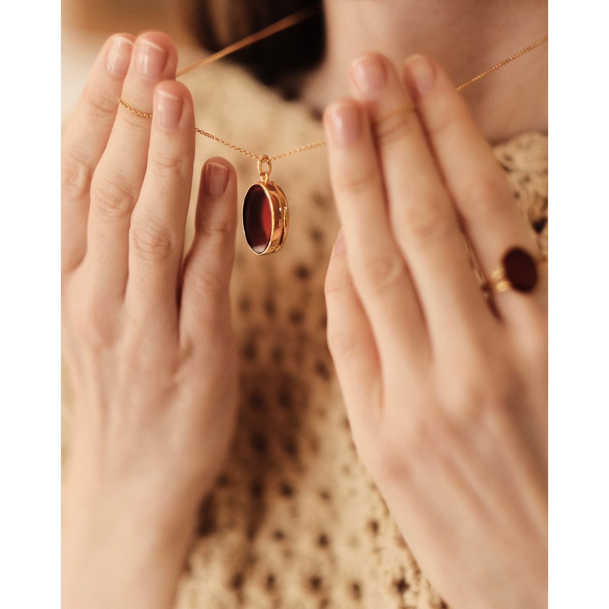 Locket necklace Treasure of Baltic Sea with amber gold