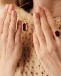 Locket necklace Treasure of Baltic Sea with amber gold
