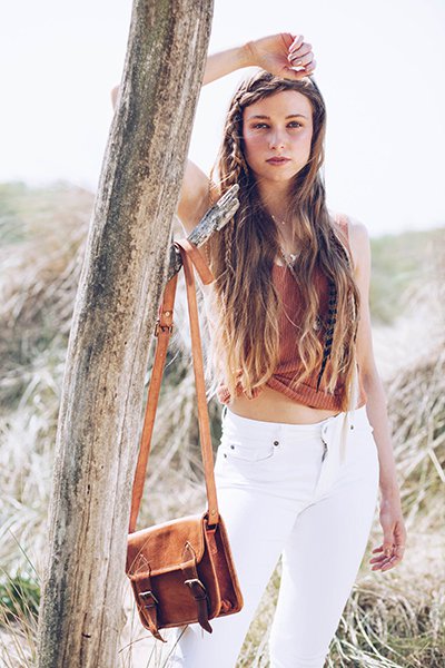 Nandi læder skuldertaske