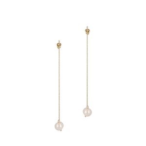 Cream Pearl String Earrings