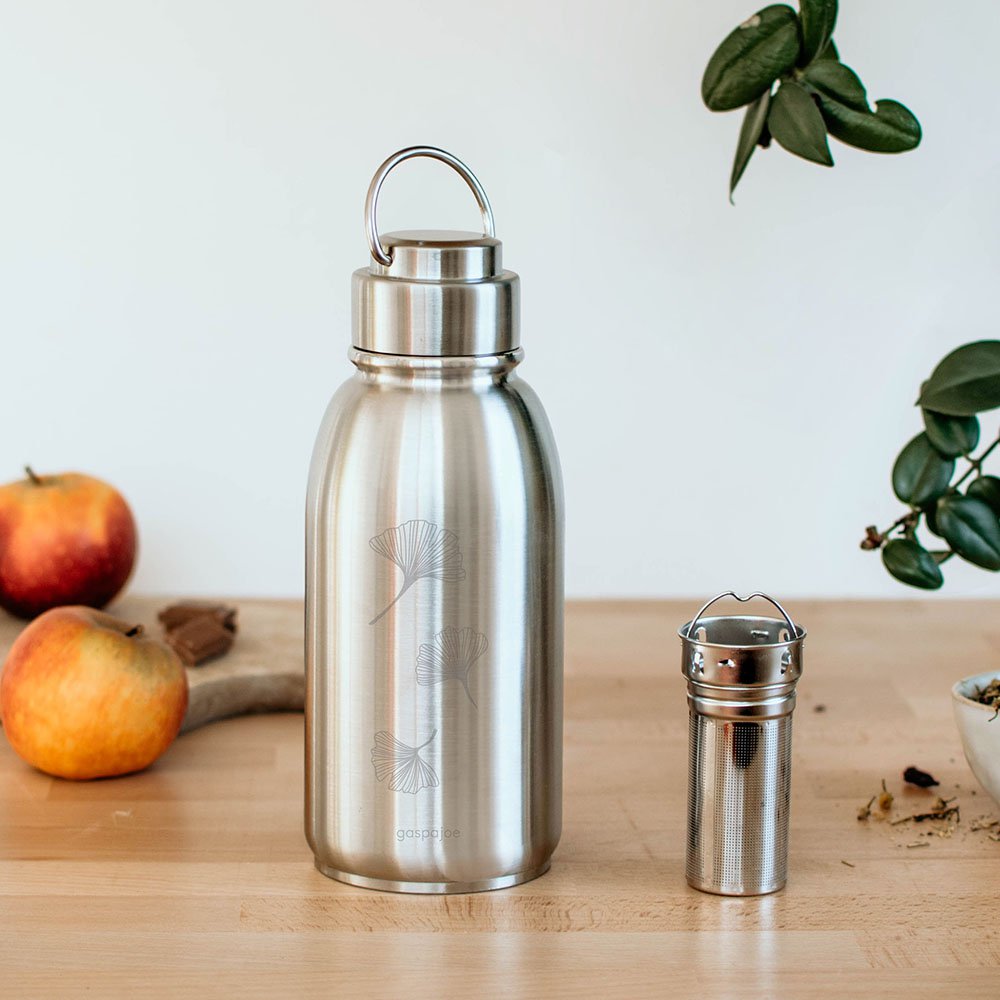 Gaspajoe stainless steel insulated bottle, model FRIENDLY+ 700ml with infuser - GINGKO
