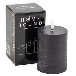 LED block candle 7.5x10cm black