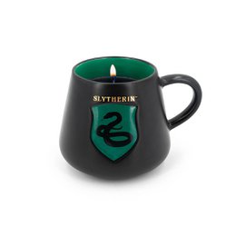  Black ceramic mug with Slytherin house crest and text "Duftkerze Harry Potter™ Cup Slytherin - 275g". Scented candle in Slytherin house colors.