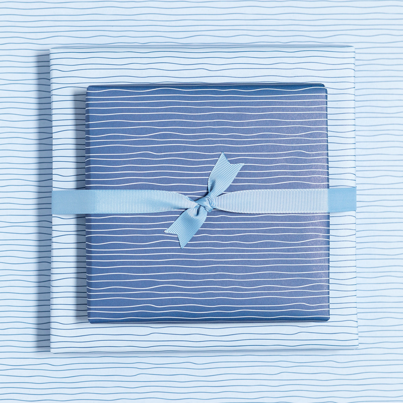 Carta da avvolgimento blu con motivo ad onde - carta da avvolgimento marittima per battesimo, comunione e conferma, acqua di avvolgimento dell'acqua