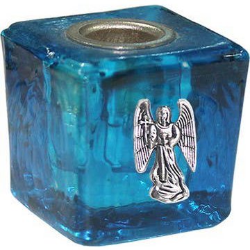 BOUGIE MINI CUBE DE VERRE - TURQUOISE-HANIEL