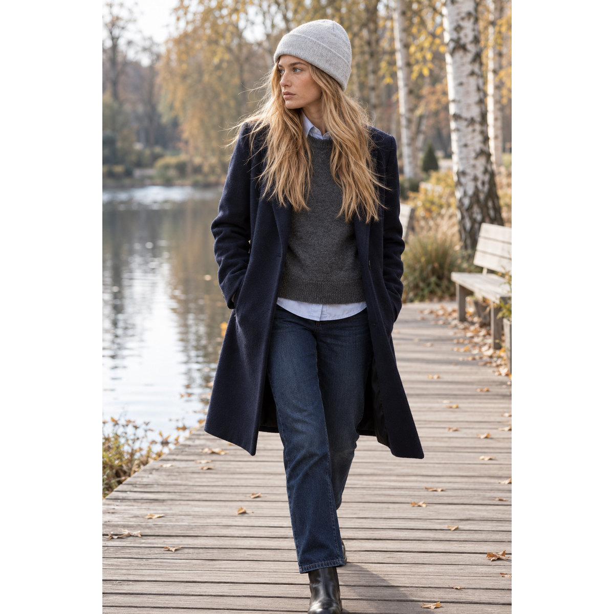 Czapka NAOMI – 100% wełny merino – szary