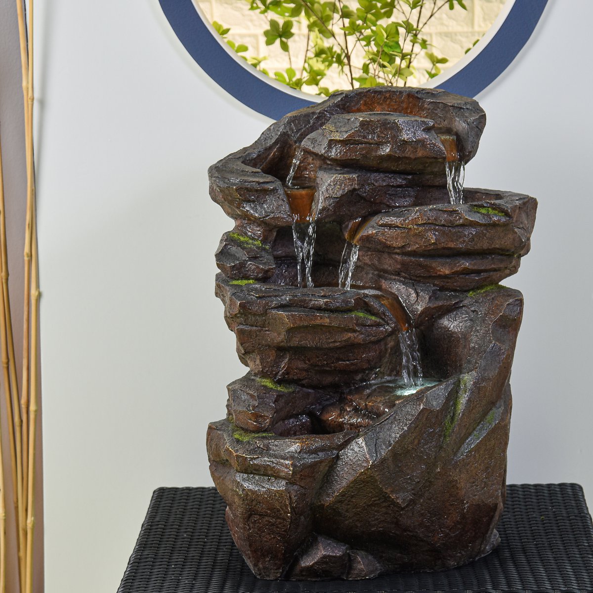 Fuente XL- Niagara - Cascada Interior y Exterior 5 Niveles - Fuente Jardín Terraza Salón Naturaleza Zen Luz LED