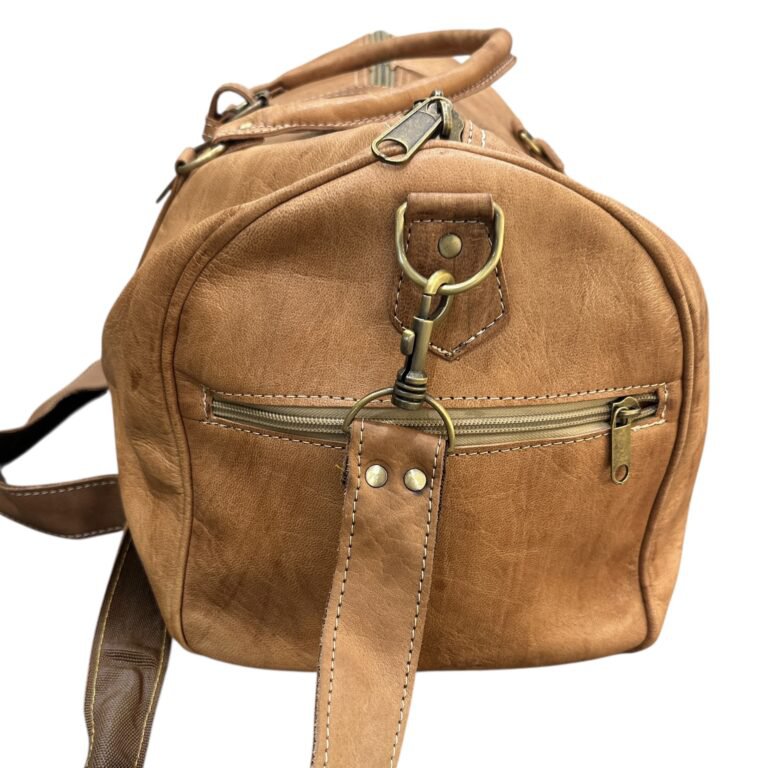 Handgefertigter Weekender aus marokkanischem Leder – große Reisetasche