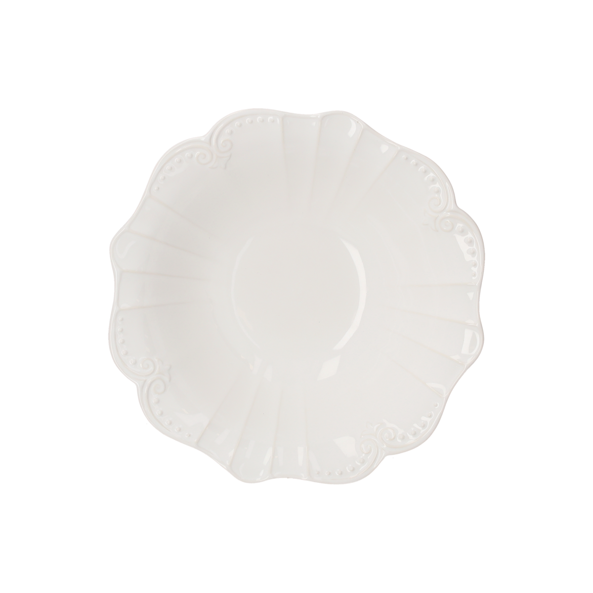White Ceramic Cup Stand with Baroque Pattern H20x32