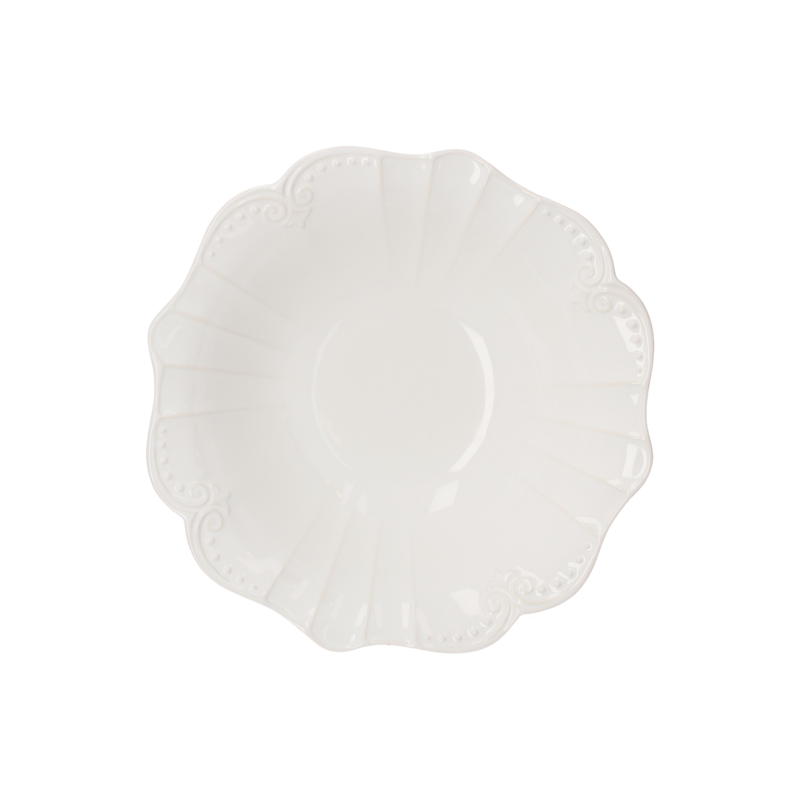 White Ceramic Cup Stand with Baroque Pattern H20x32