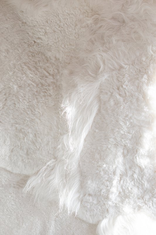 Alfombra de piel de oveja melange - Blanco