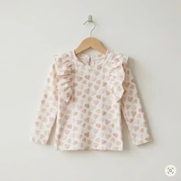 Mädchen-Langarmshirt mit Herz-Print