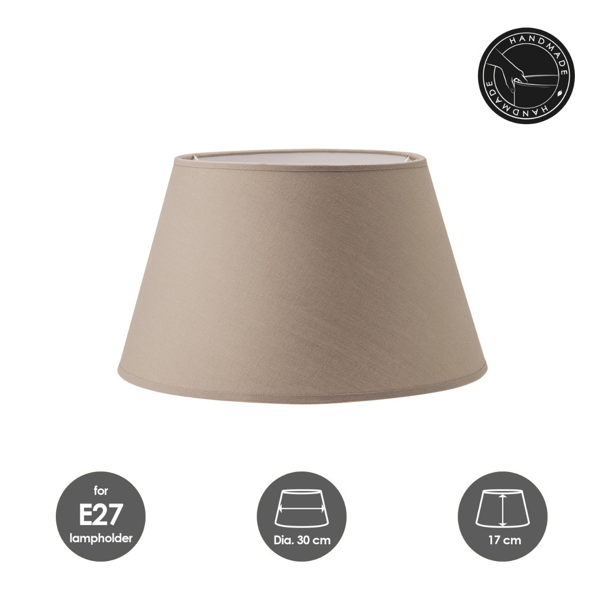 Home Sweet Home stoffen lampenkap Largo - taupe - 30/20/17 cm