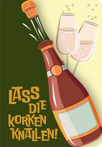Greeting card Fun-Cut “Let the corks pop”