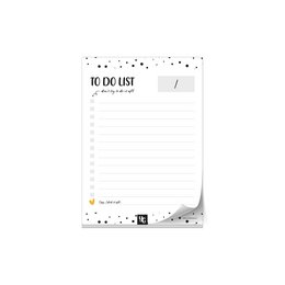 A5-sized to-do list notepad with minimalist design featuring dotted lines and simple icons. Ideal for organizing tasks and staying productive in the office.