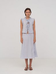 Falda midi blanca Lumora azul