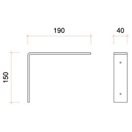 Plankdrager Omgekeerde L-model zwart