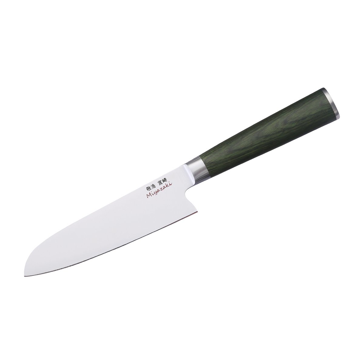Miyazaki Kodawari Santokumesser 5", Griff Pakkaholz grün