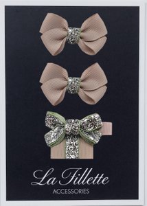 Estelle et cadeau set with clip silver taupe