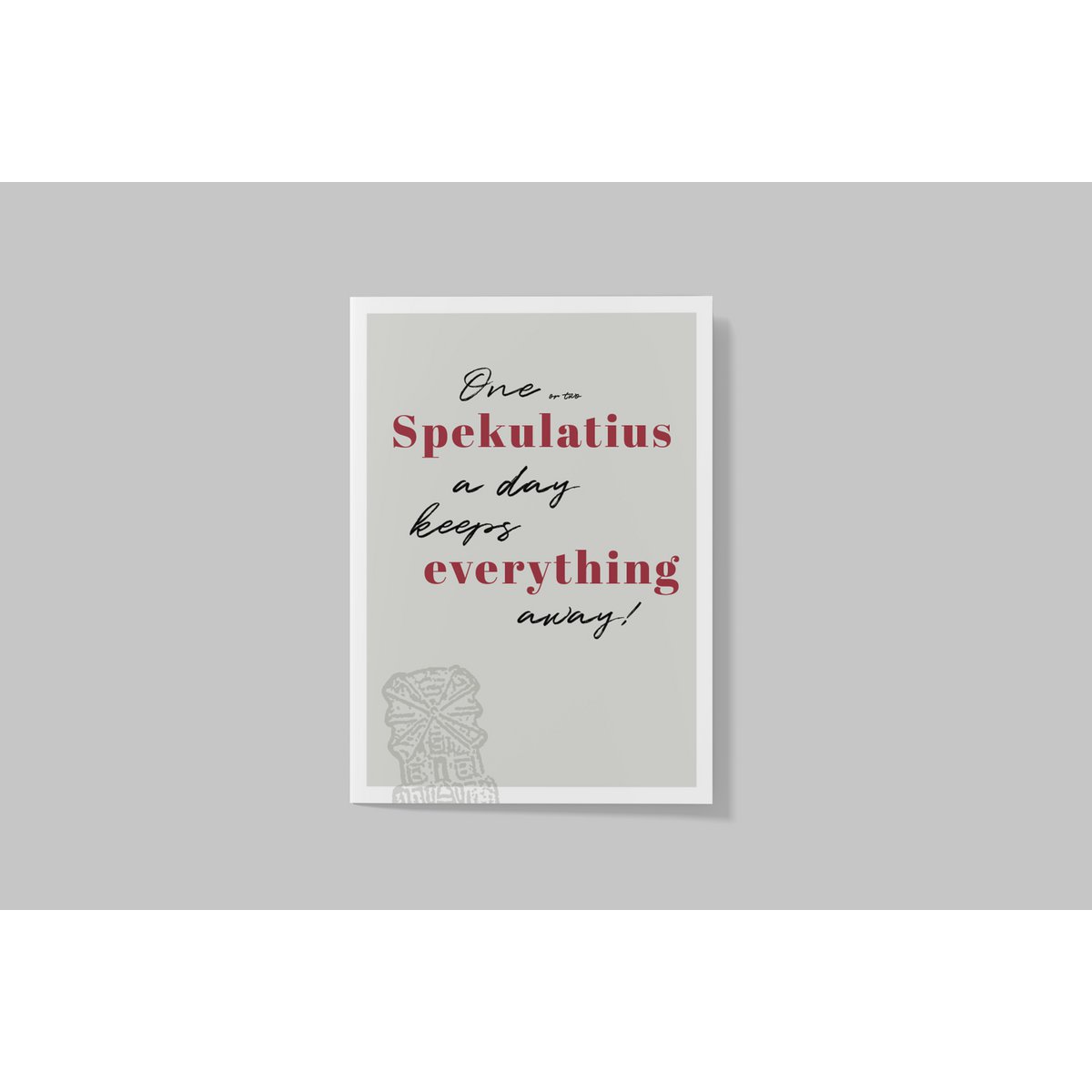 Cartolina "Uno Spekulatius al giorno toglie tutto", Natale, frasi divertenti, Speculoos, biscotti, cartolina di Natale, posta di Natale