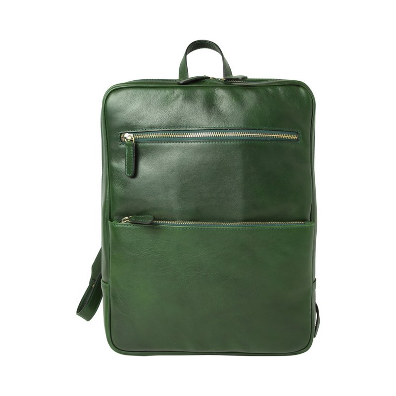 Leather backpack with backside troller strap- Brown