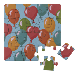 Square shaped gift card, puzzle, Birthday,