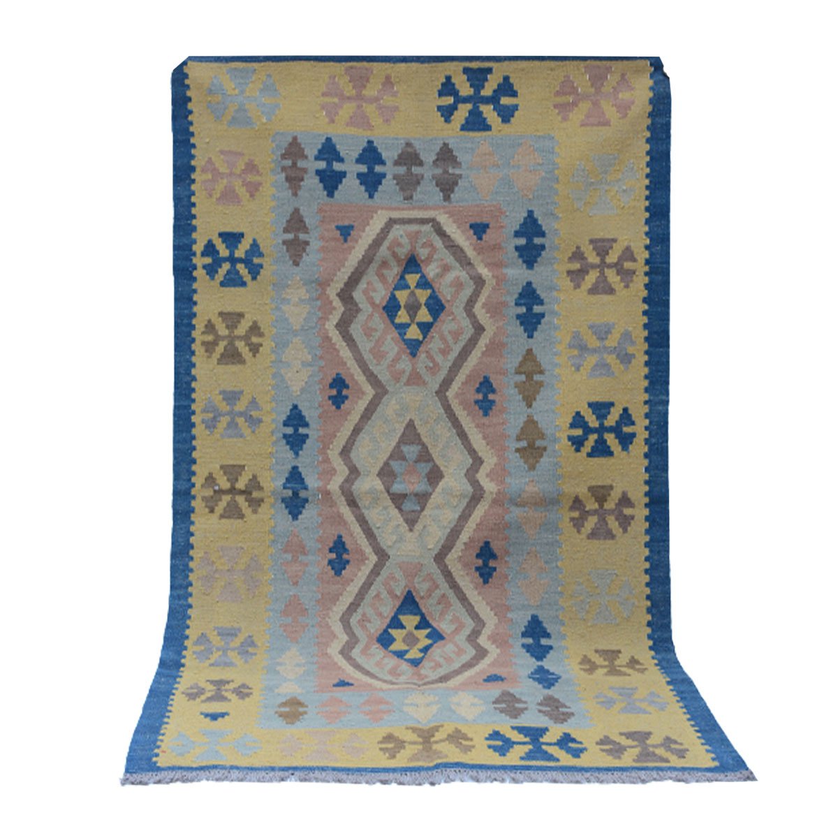 Modern schemerblauw Kelim vloerkleed