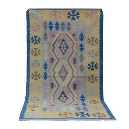 Modern schemerblauw Kelim vloerkleed