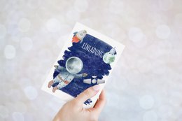Astronaut Einladungskarten Set zum Ausfüllen inkl. Umschläge für Weltall Kindergeburtstag oder Astronauten Geburtstag