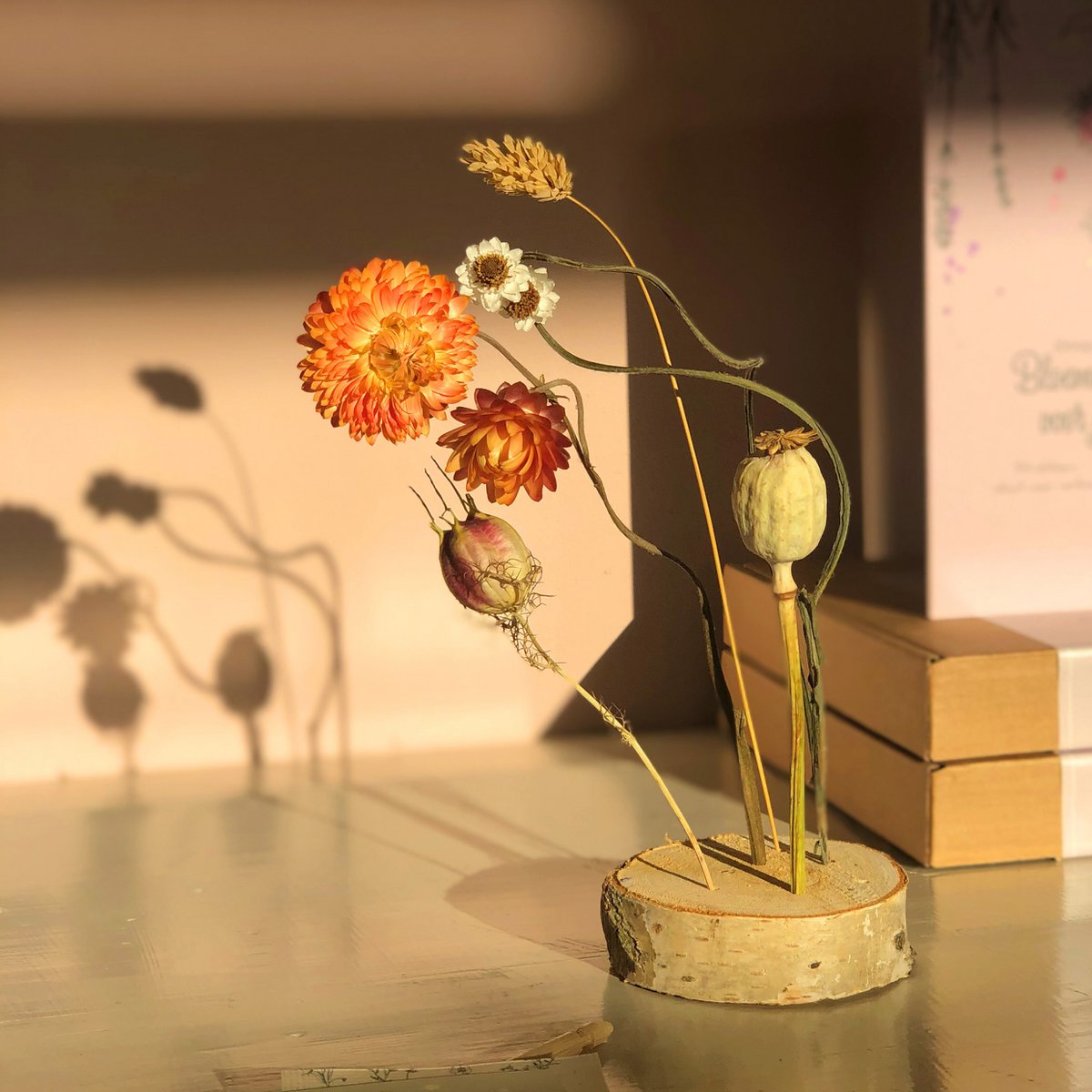 Droogbloemen doosje '(droog-) bloemetje voor jou'