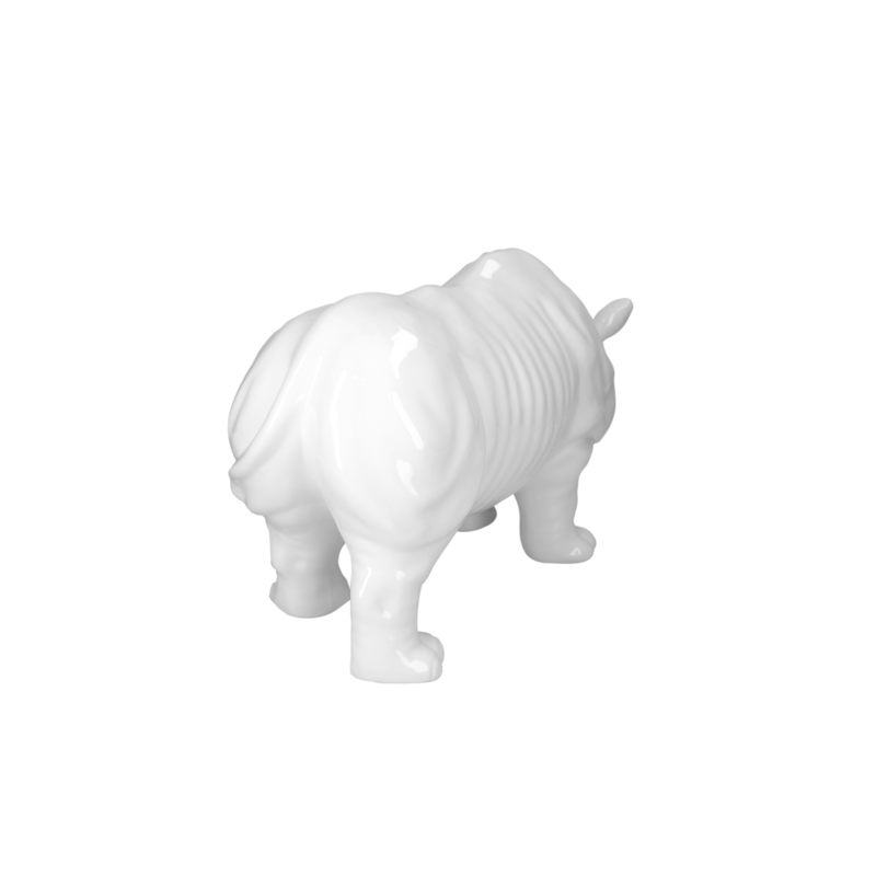 Hergestellt in Italien, weißes Nashorn aus Keramik, H 25 x 50 x 18 cm