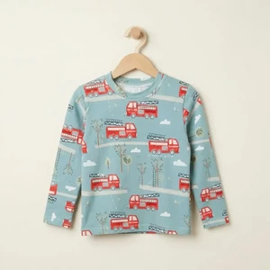 Langärmliges Kinder-T-Shirt mit Feuerwehrauto-Aufdruck