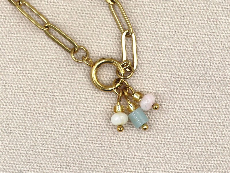 ketting Paru chalcedoon, zilver of goud roestvrijstaal