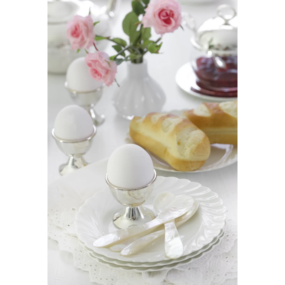 Set of 2 classo egg cups (height 5 cm), classic shape, heavy silver plated